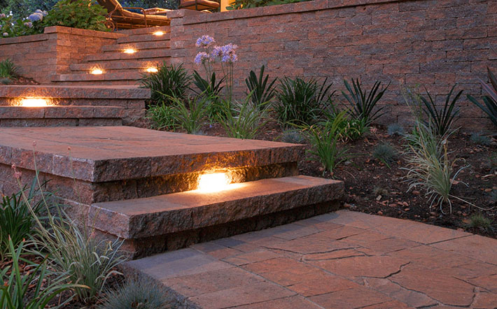 steps made with brick pavers in back yard